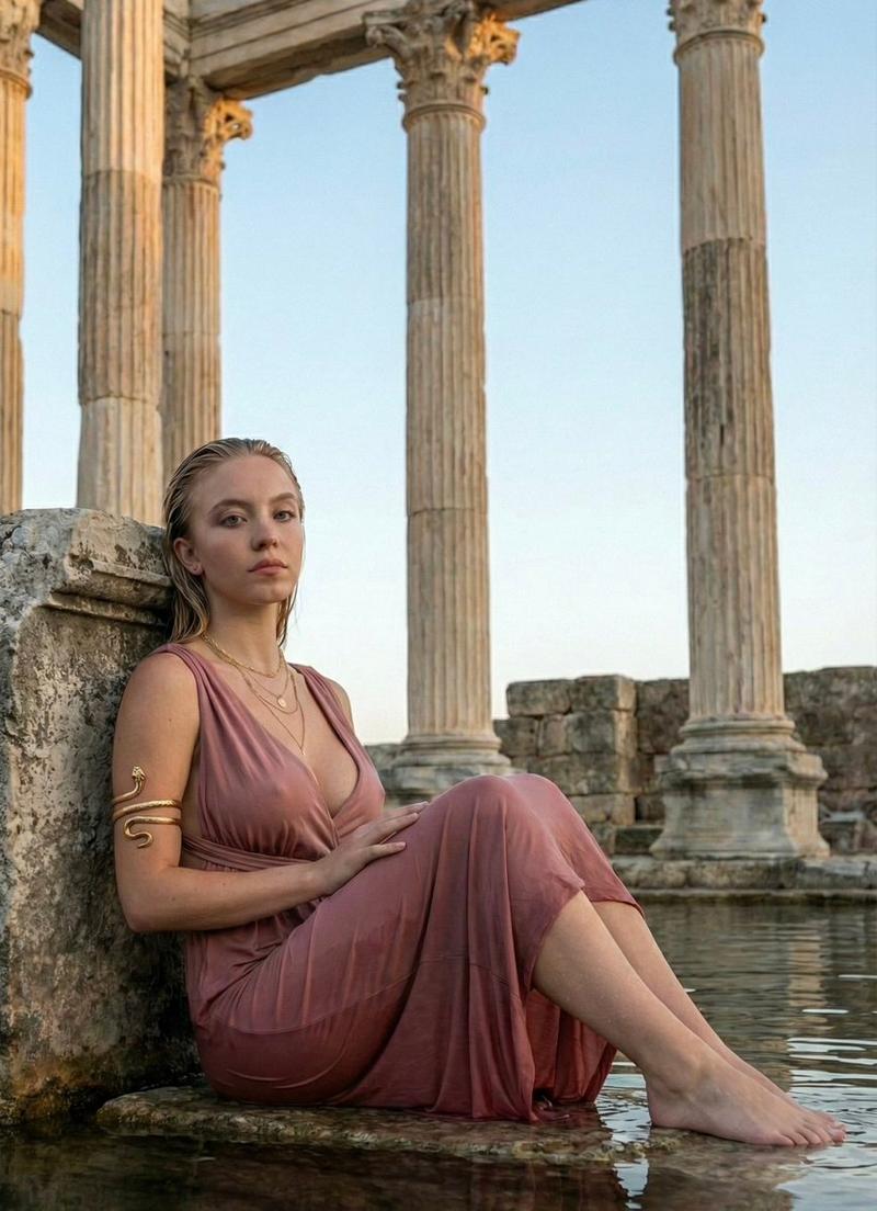 金色余晖沐浴的古罗马神女