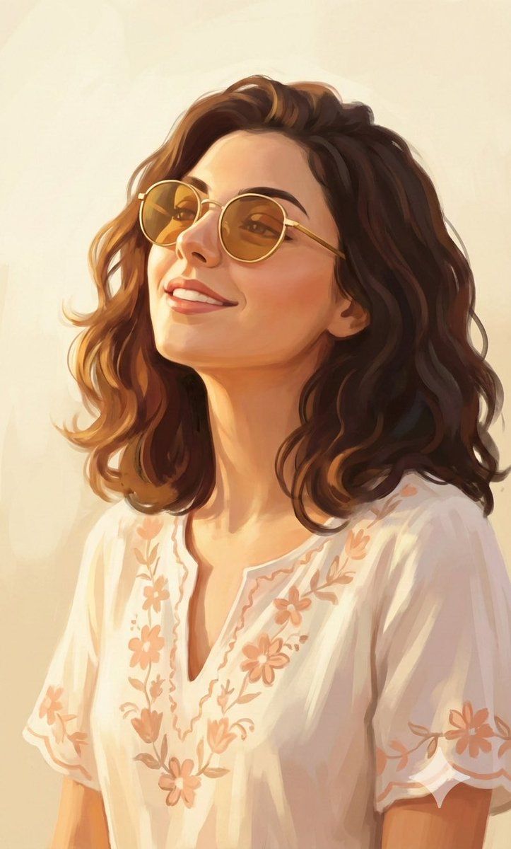 沐浴金阳的复古墨镜少女