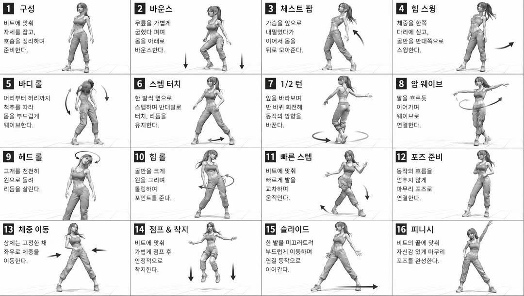 灰度3D角色动作参考图