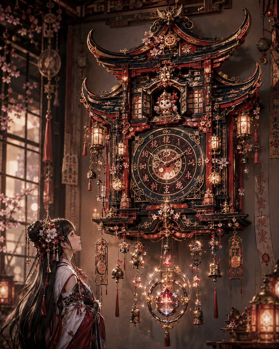 插画风格高端定制布谷鸟挂钟设计