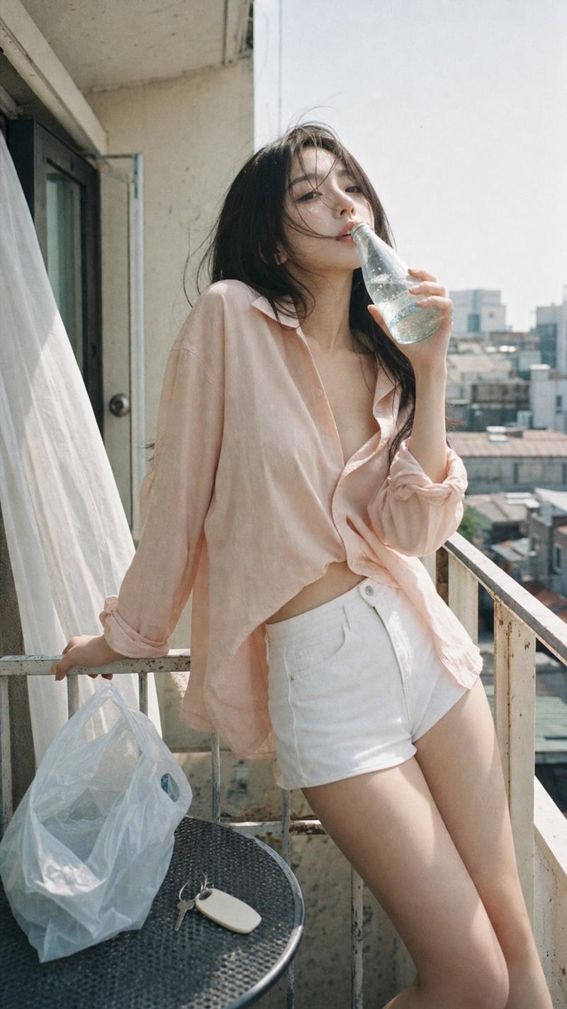 夏日阳台日系胶片感韩国女性写真