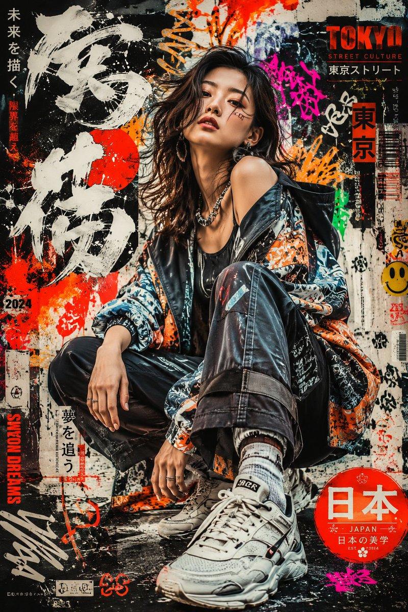 日系涂鸦风时尚人物海报