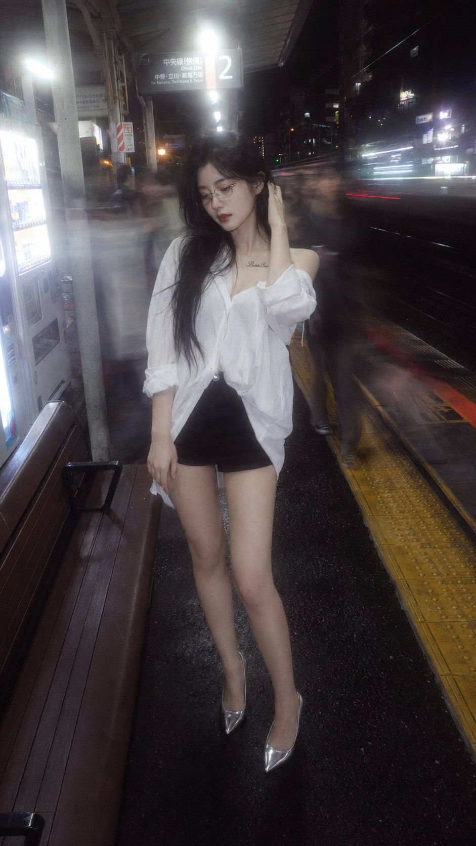 日本偶像风深夜车站人像摄影