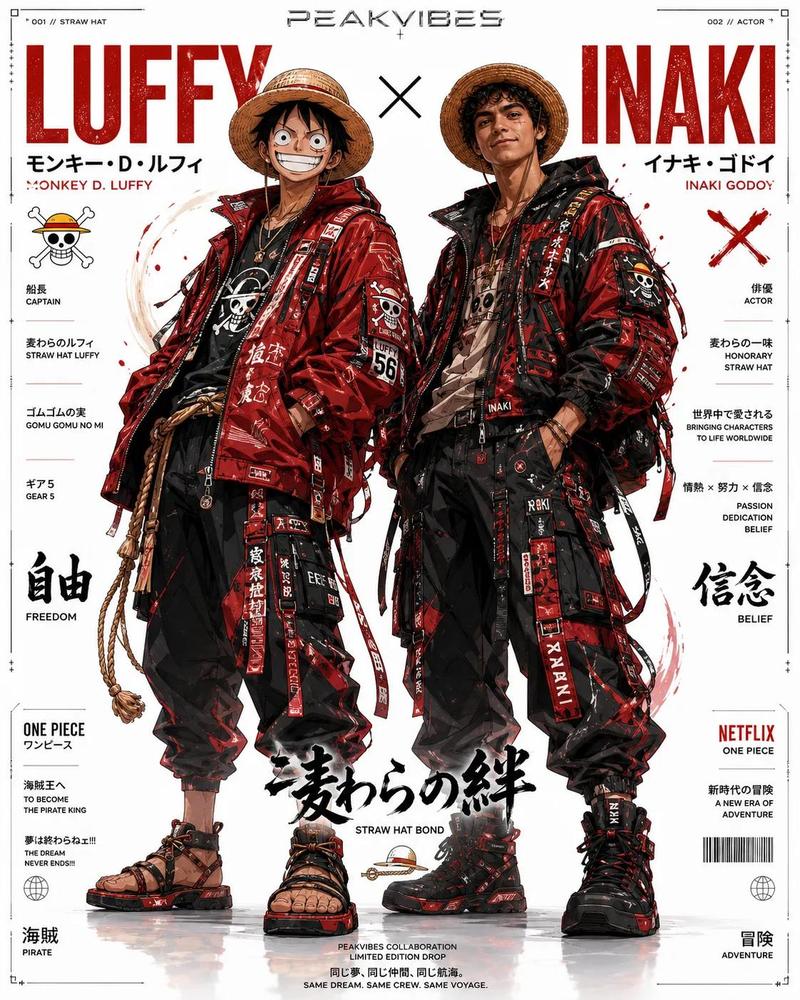 日系街头机能风动漫真人对比海报