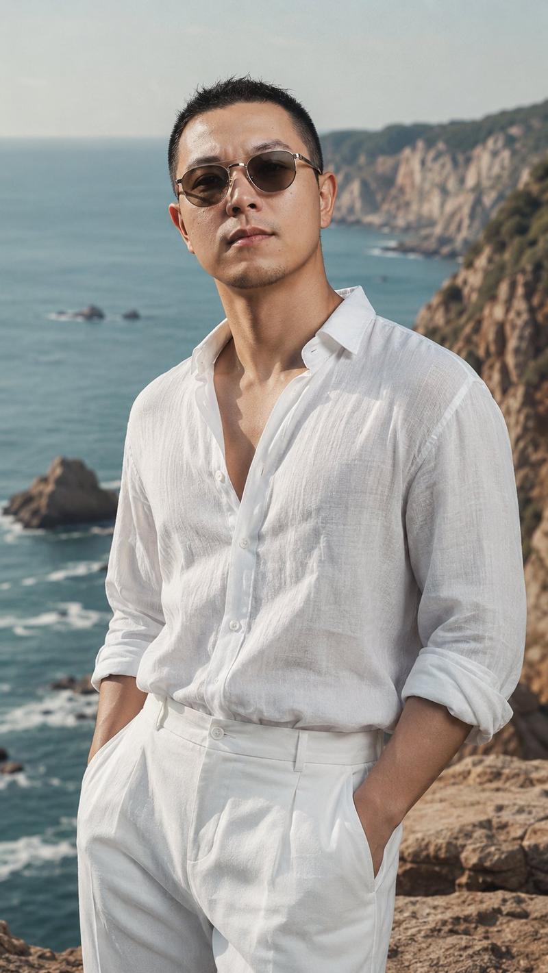 韩系极简奢华海边夏日男士写真