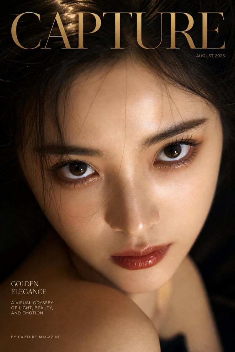 奢华杂志封面仰视视角极近特写人像