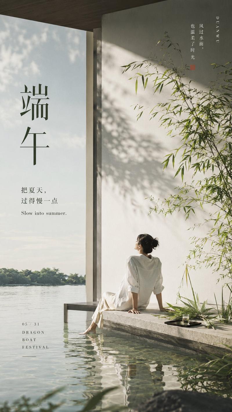极简端午夏日情绪生活方式海报