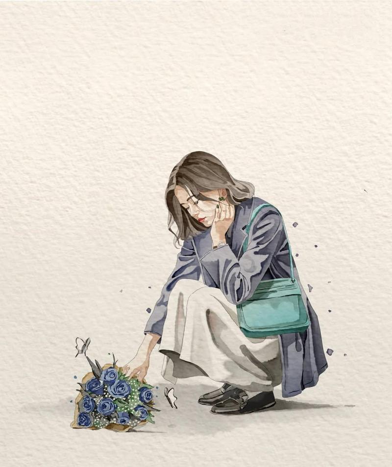 极简水彩手绘风时尚女性插画