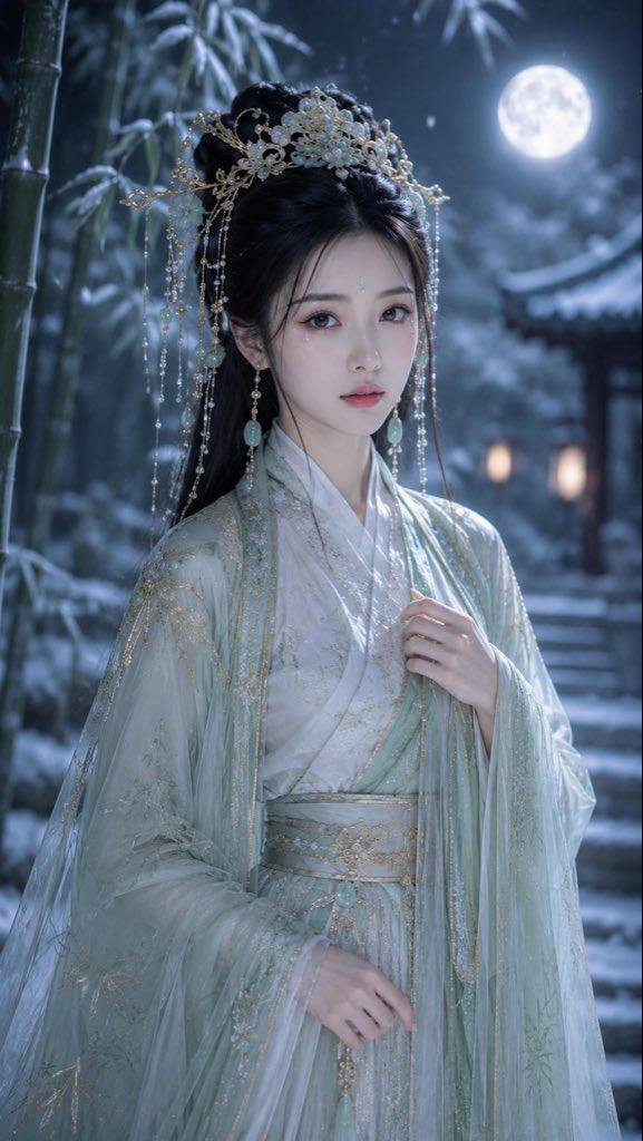 唐风月下仙侠清冷女主高精写真