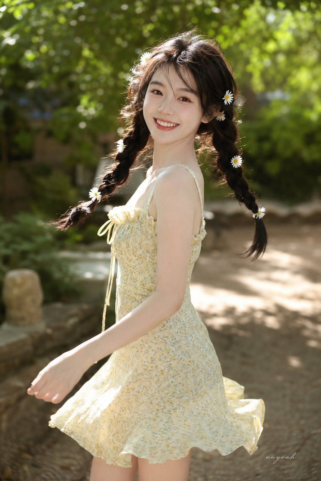 户外夏日中国少女清新氛围写真