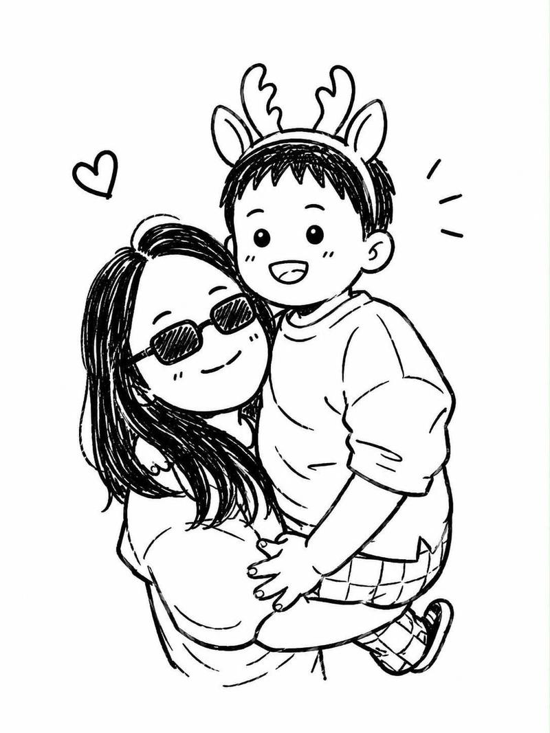黑白手绘Q版涂鸦插画风格