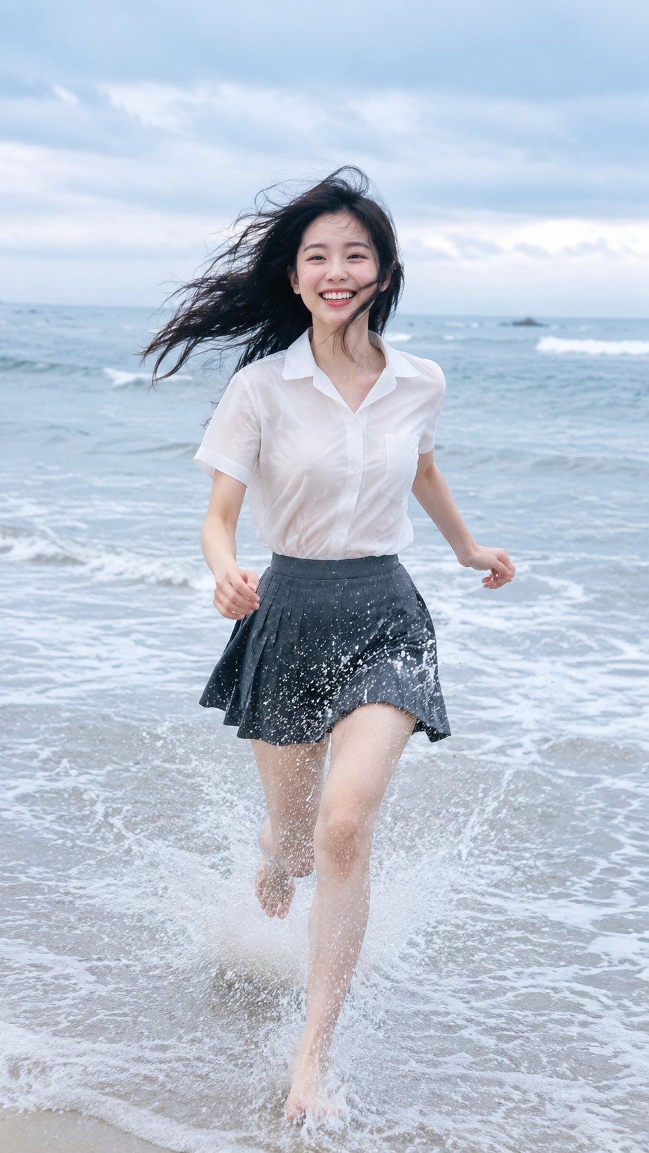 唯美沙滩奔跑东亚女性人像摄影