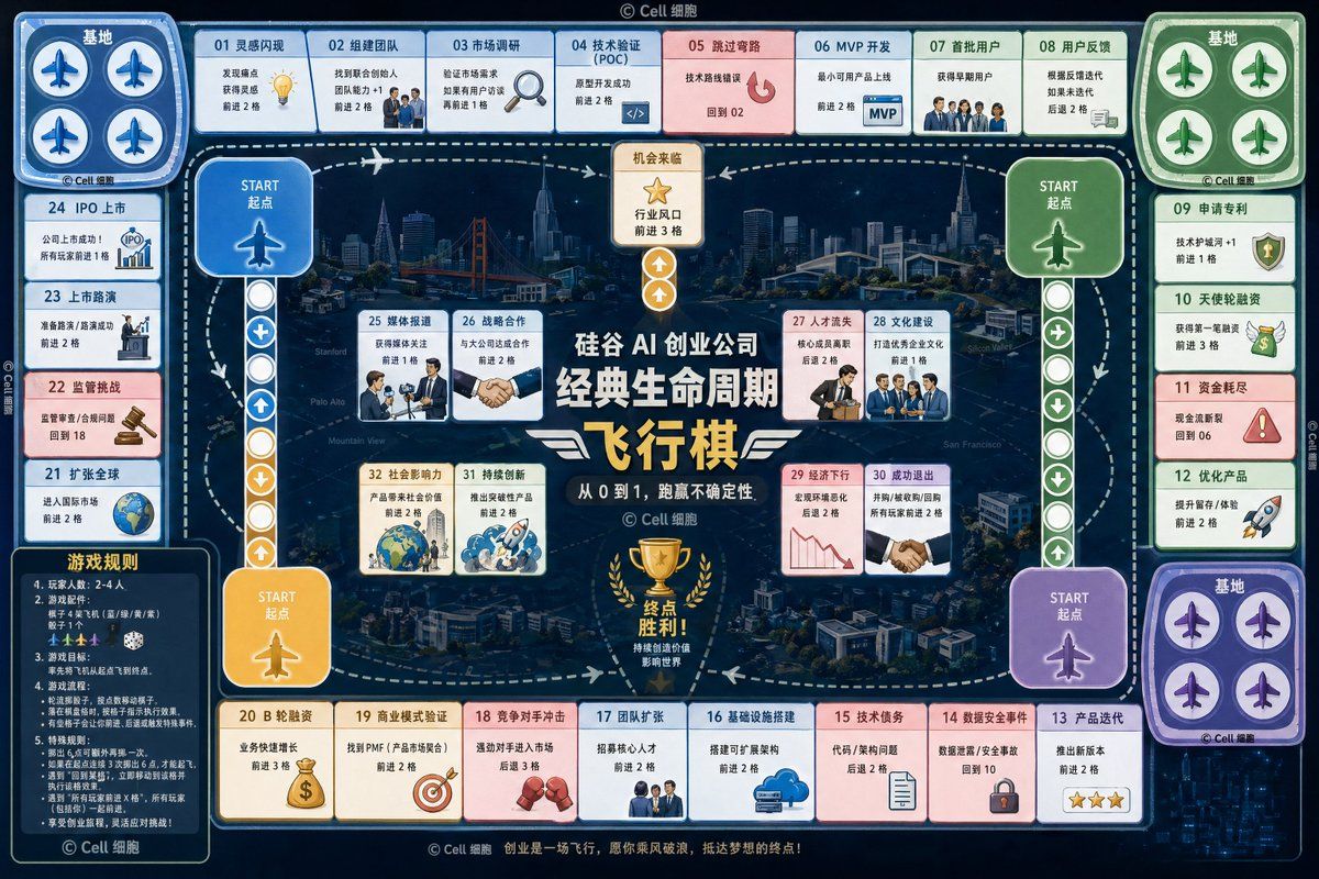 硅谷AI创业飞行棋全览