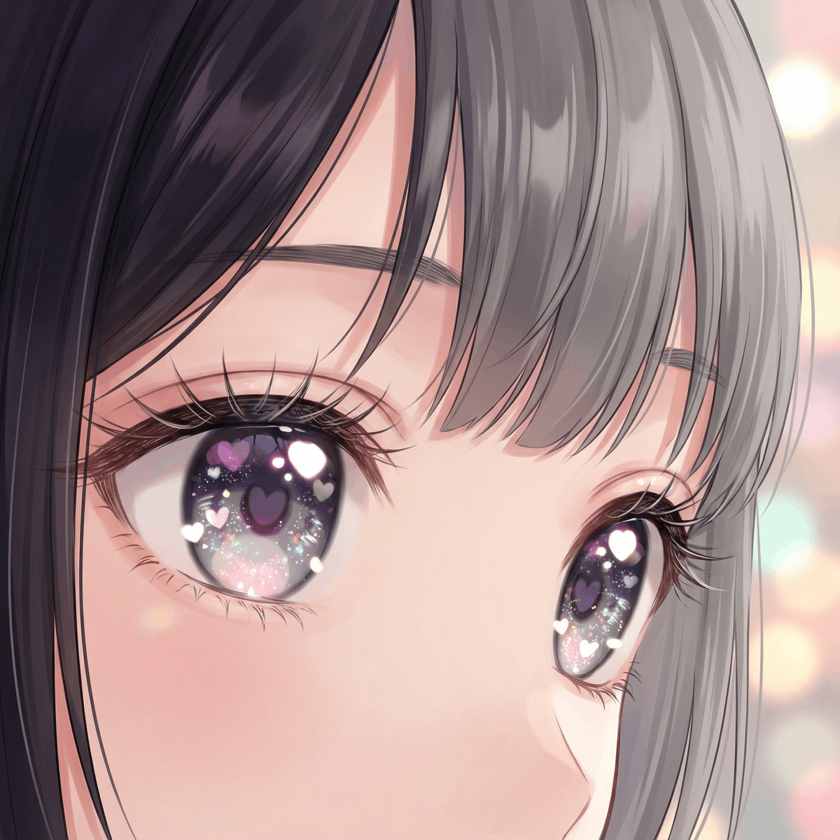 璀璨星眸心形高光萌系少女极致特写