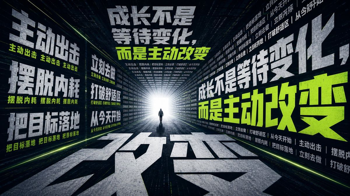强透视文字空间视觉成长宣言海报