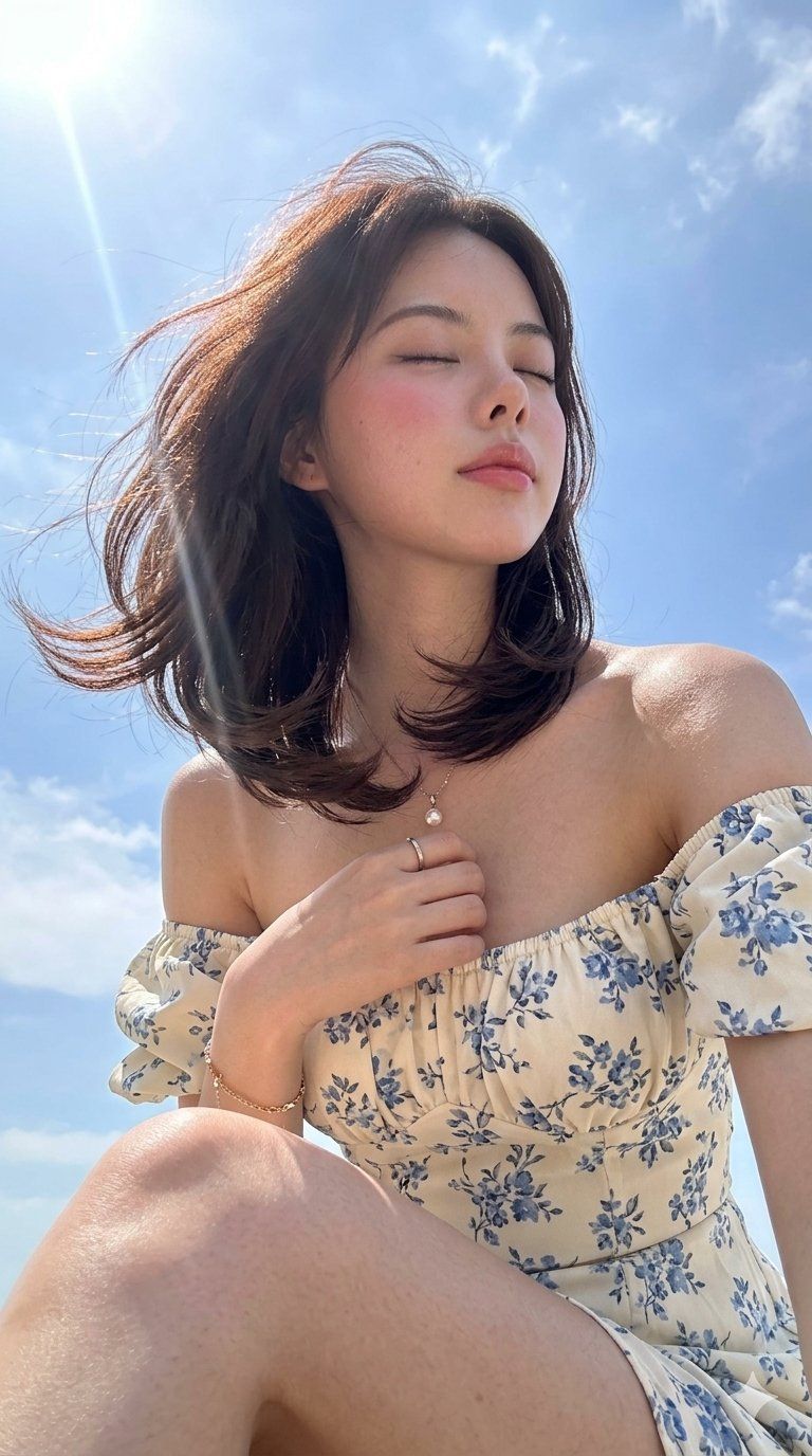 夏日清透韩系少女感手机摄影人像