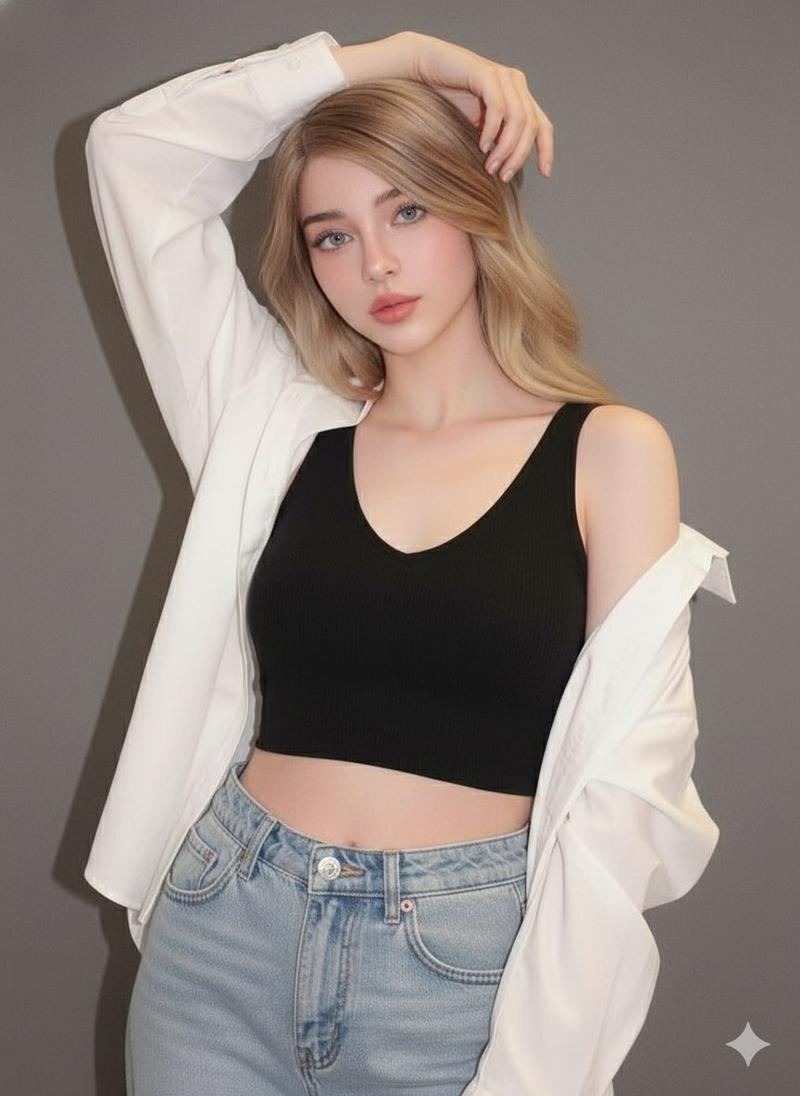 极致光影下的金发蓝眼少女超写实人像