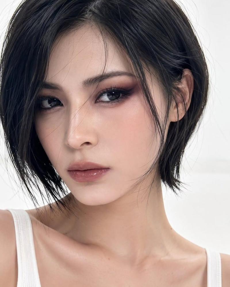 超写实韩式波波头短发女性美容肖像