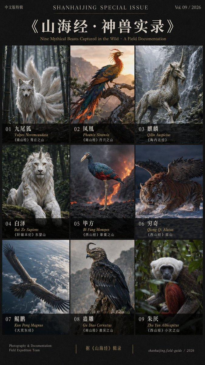 竖版山海经神兽摄影海报