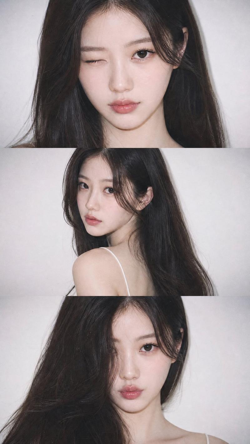 YZK风格少女垂直拼贴三宫格人像