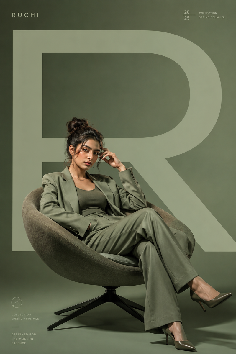 Create a premium modern editorial branding poster for [RUCHI]