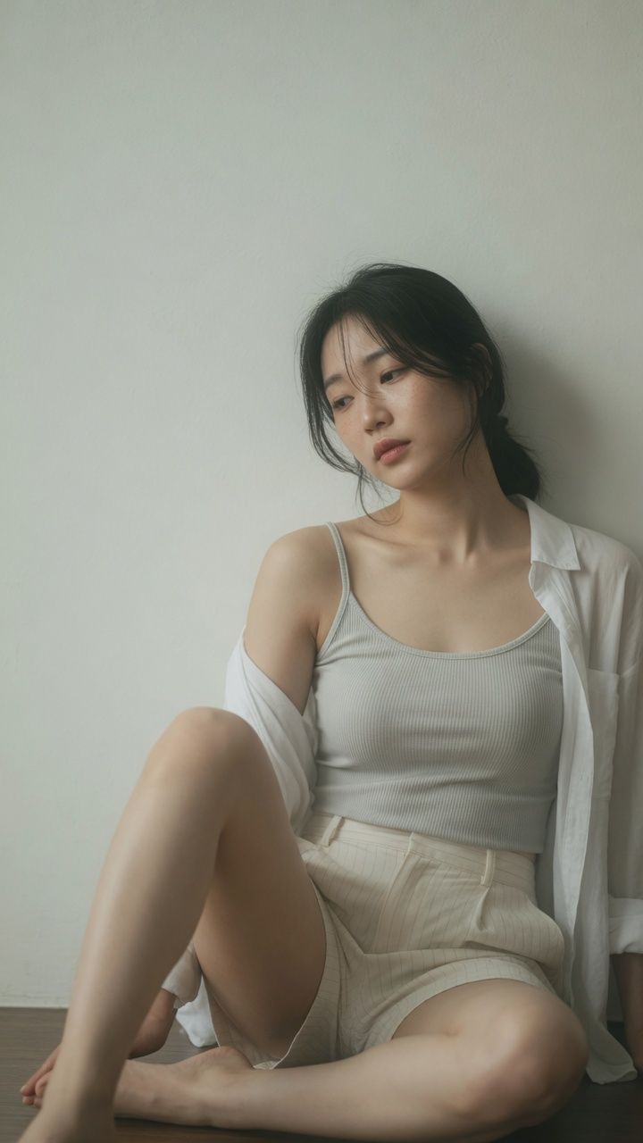 9:16 vertical — editorial portrait, single subject soft black mist filter, subtl