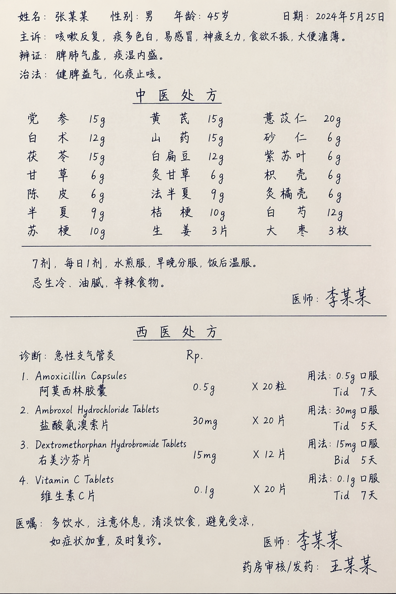 生成一张手写中/西医药方图，长宽为2:3