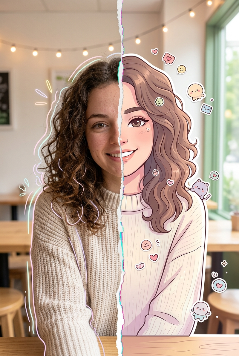 High-detail 8K split-style composition where the subject is divided vertically i