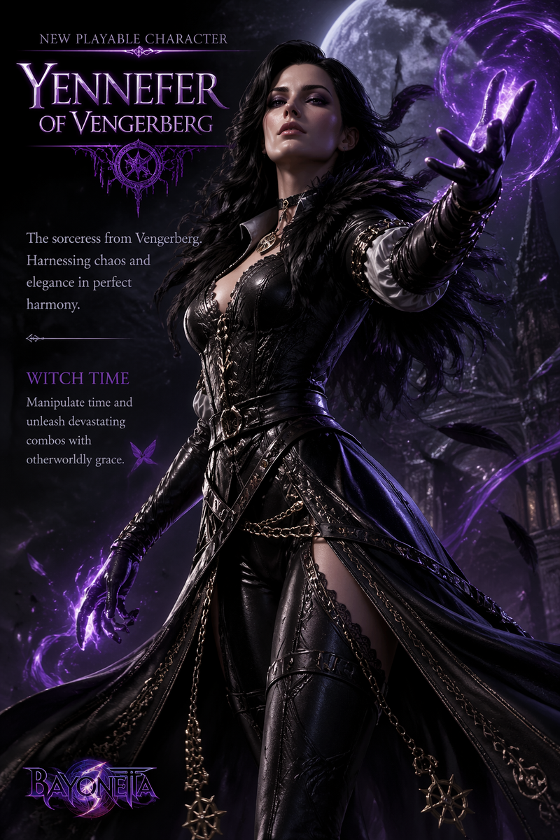 What if "Yennefer of Vengerberg" was a new playable character in Bayonetta games