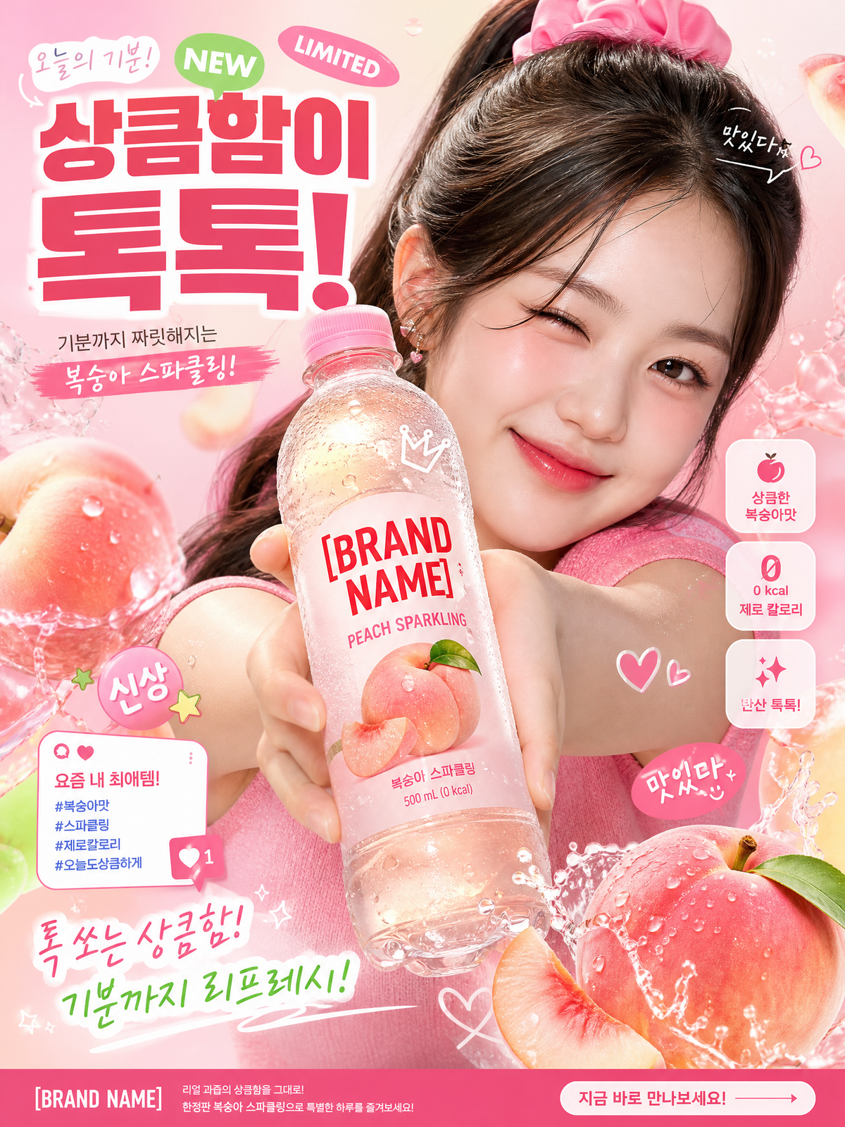 A high-quality, interactive Korean-style poster featuring a cheerful, expressive