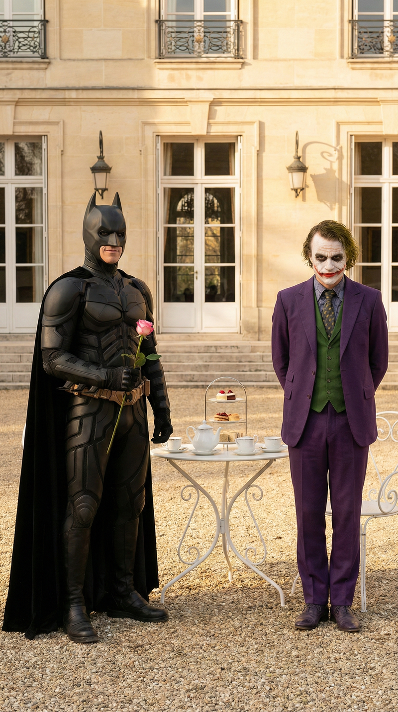 { "image_generation_prompt": { "subjects": { "count": 2, "description": "Batman