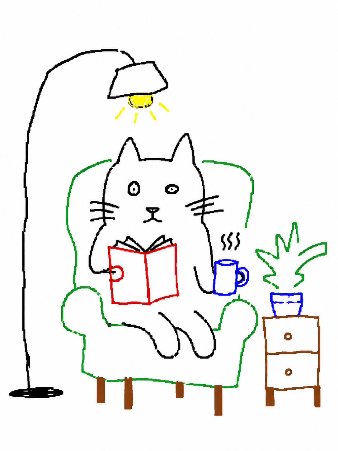 Redraw the attached image in the most clumsy, scribbly, and utterly pathetic way