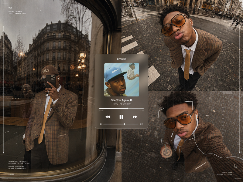 Create a premium fashion-editorial poster collage from the uploaded subject phot
