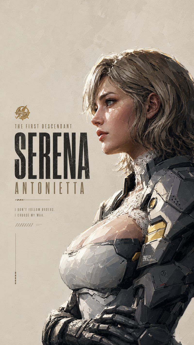 Serena Antonietta from The first descendant, rendered in an Kubo tite-style thic