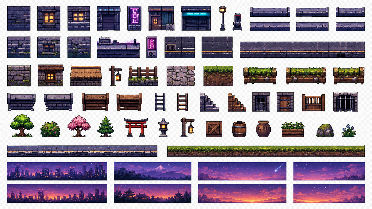 PROJECT CARD] TITLE: PIXEL BLOCKS UI KIT — MODULAR 2D GAME ASSET SHEET META LINE