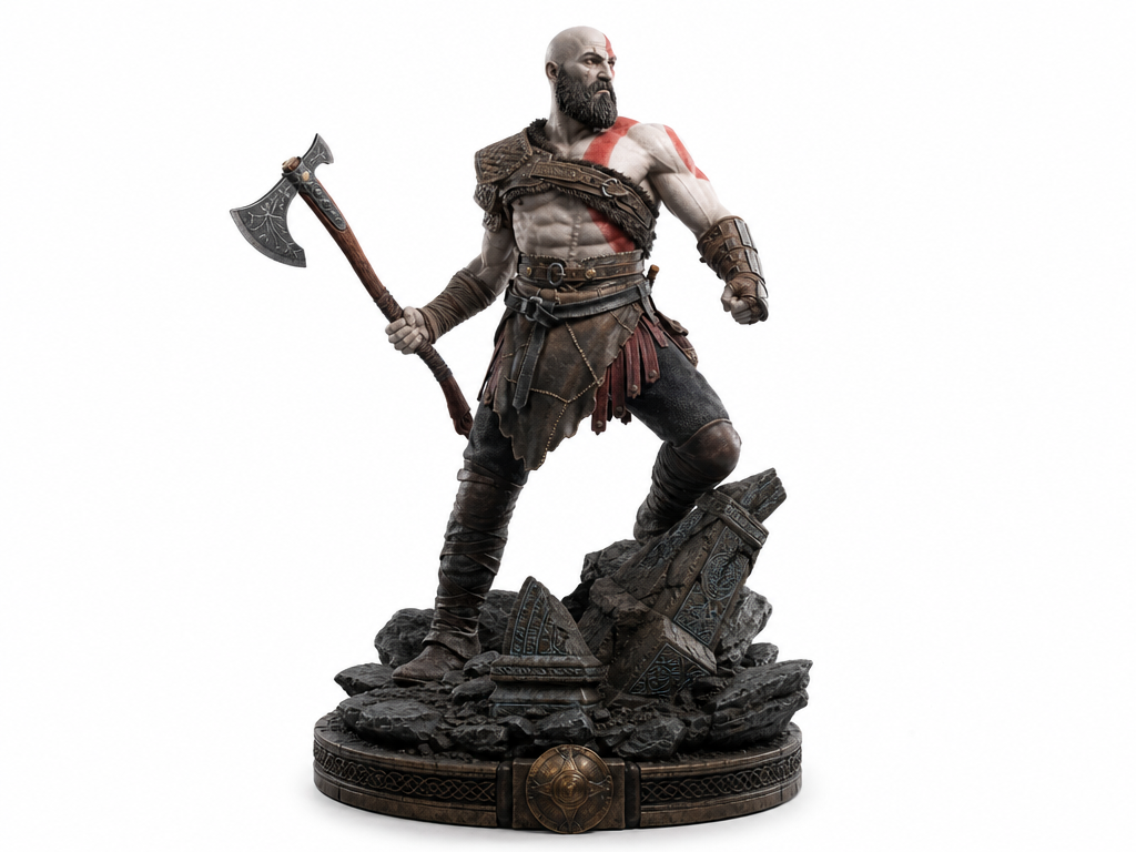 [Character] in his iconic pose, [Universe Name], standing on a shattered rock ba