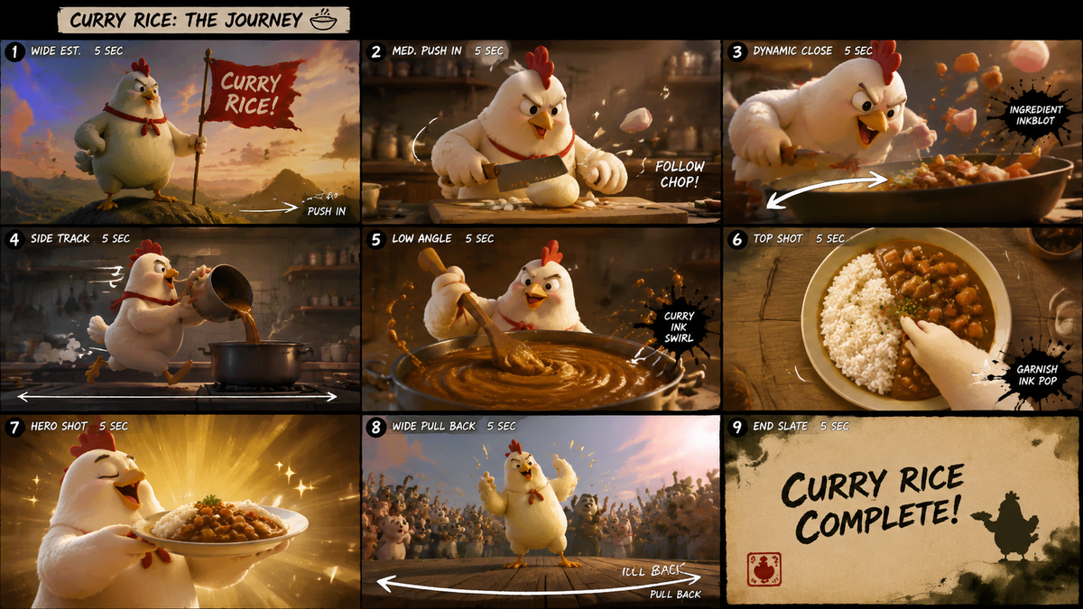 Create a director's style pre-visualization action storyboard with the theme of