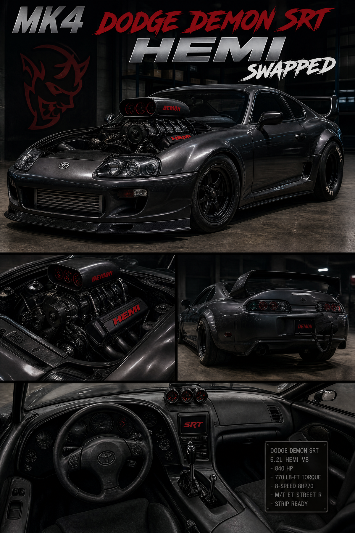 toyota mk4 dodge demon srt hemi swapped