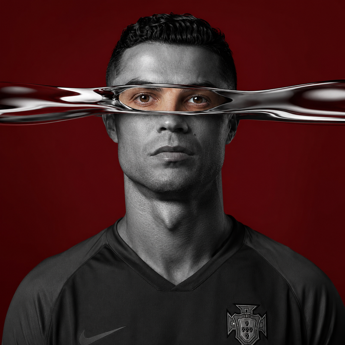 Ultra-minimalist surreal football portrait of a professional player against a so