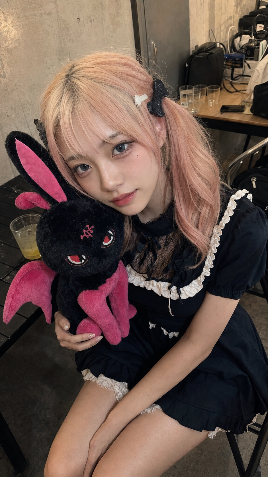 { "subject": { "description": "A young adult woman with pastel pink twin ponytai