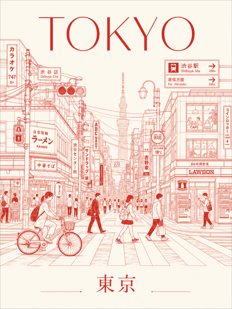 Create a minimalist ultra-high-resolution travel poster in line-art style for TO