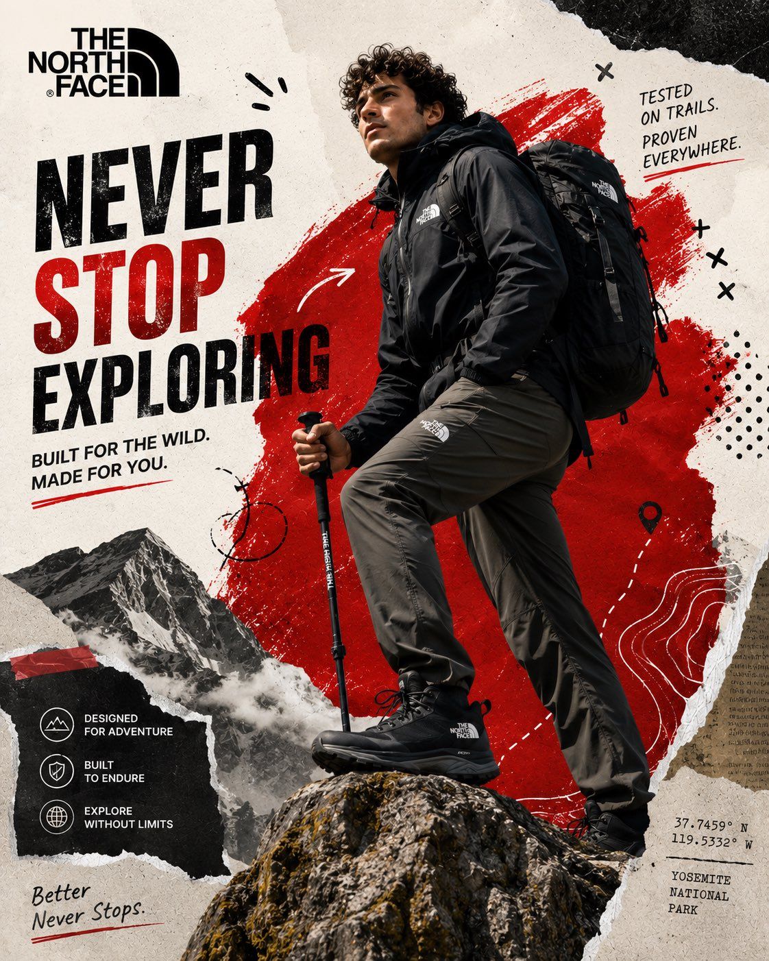 GPT 图像 2 提示分享 适用于 The North Face、Quechua、Wildcraft 和 Decathlon 的绩效广告系统 使...