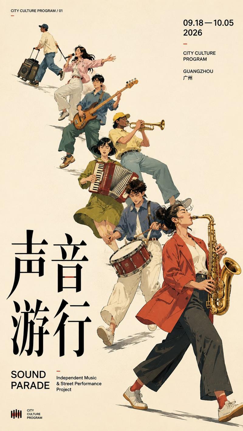 用 Image2 做海报想提升视觉效果,构图参考就是 AI 设计的焚诀! 这四个风格各异的海报,我都用了「斜向势能」构图 1. 群像运动:人物形...