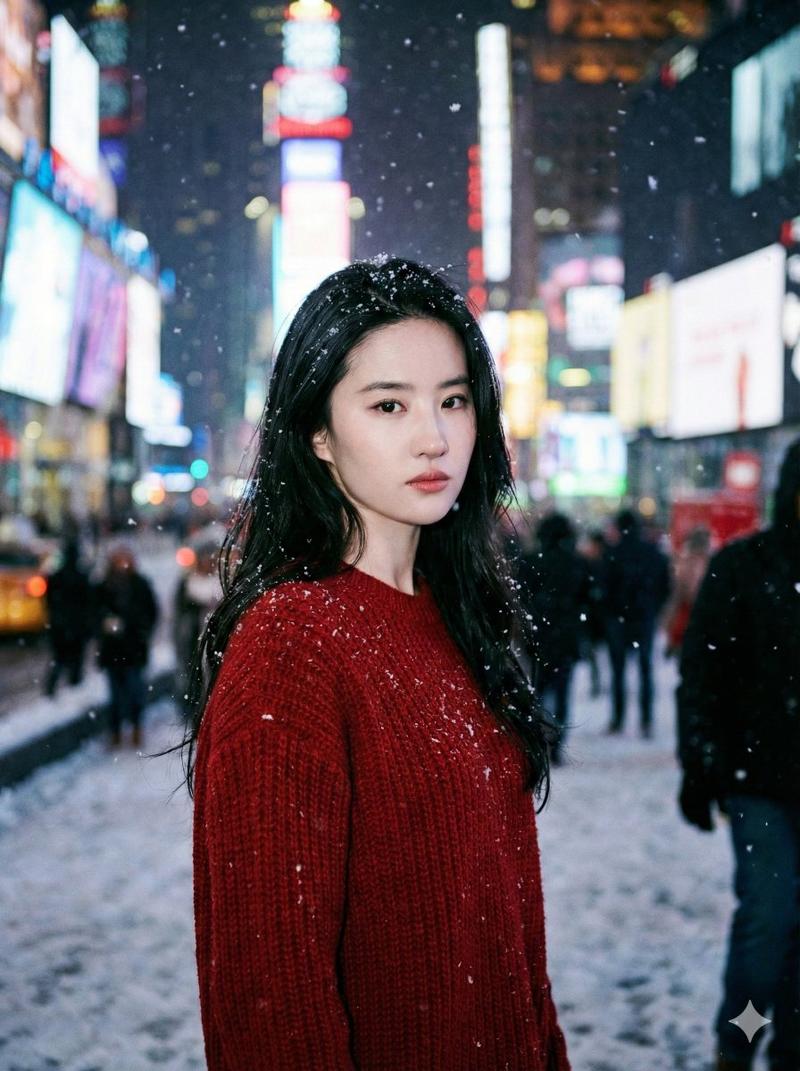 电影感-圣诞气氛下的都市雪夜