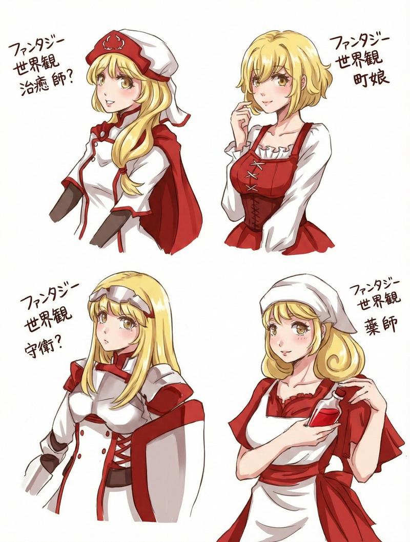 四位女性的着色插画