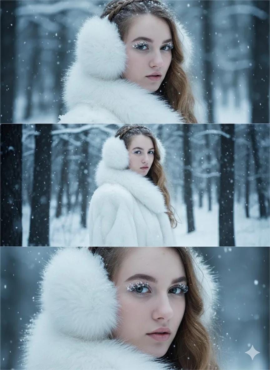雪地森林时尚拍摄