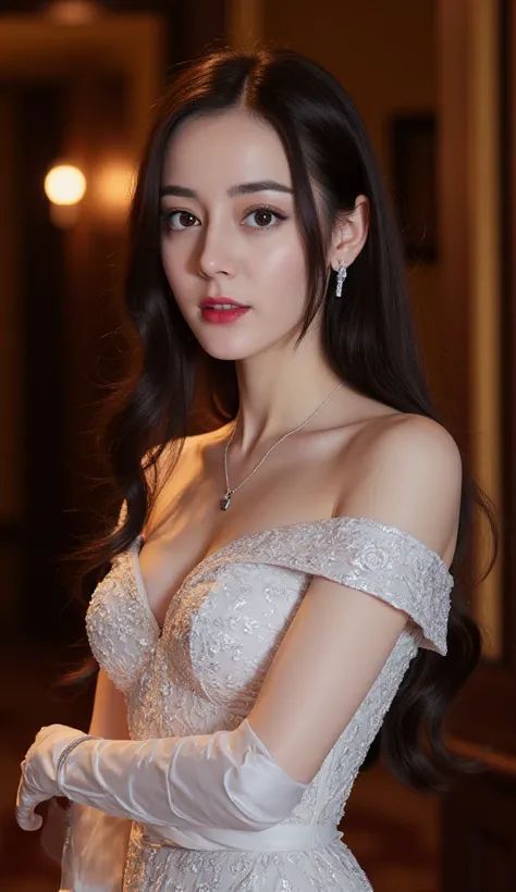 白色露肩婚纱肖像