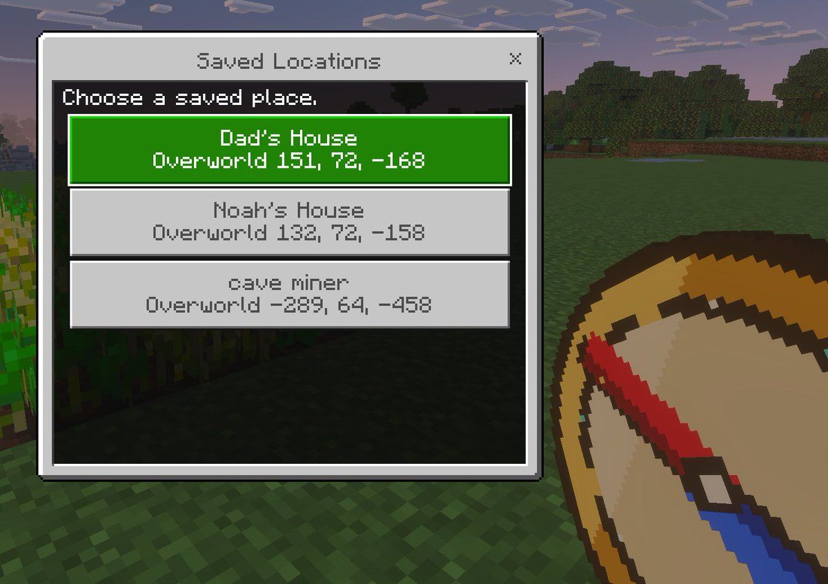 Minecraft 已保存位置 UI 模型