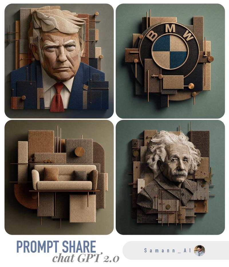 3D Fabric Art Prompt Share Collage