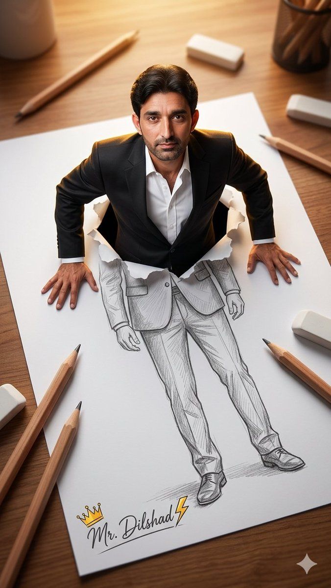 从铅笔素描中浮现的 3D 人物